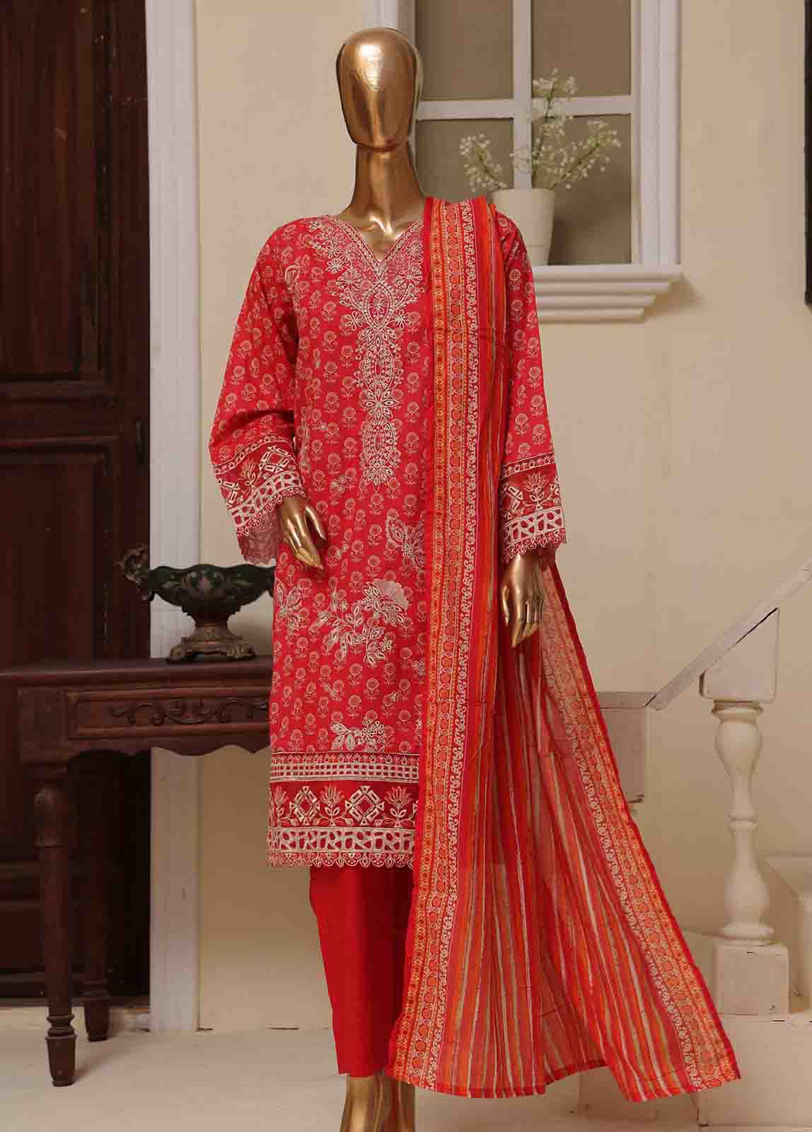 Bin Saeed Embroidered Lawn Stitched 3 Piece Suit