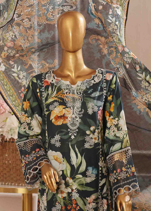 Bin Saeed Embroidered Lawn Stitched 3 Piece Suit