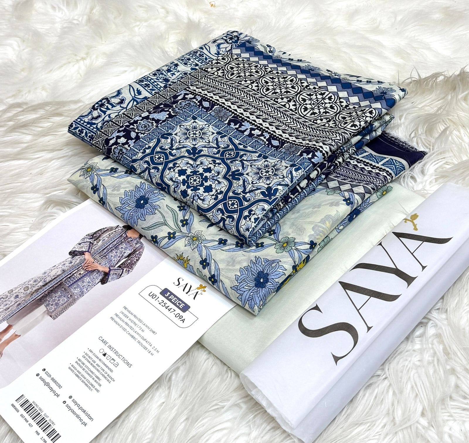 Saya Unstitched Printed Lawn 3 Piece