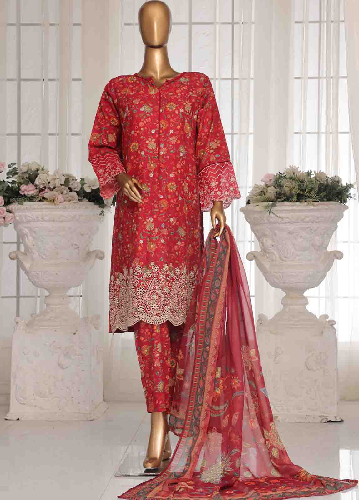 Bin Saeed Embroidered Lawn Stitched 3 Piece Suit