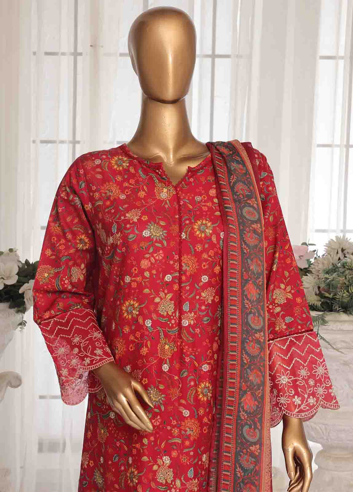 Bin Saeed Embroidered Lawn Stitched 3 Piece Suit