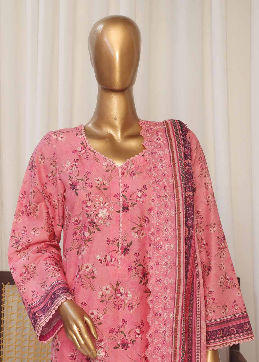 Bin Saeed Embroidered Lawn Stitched 3 Piece Suit