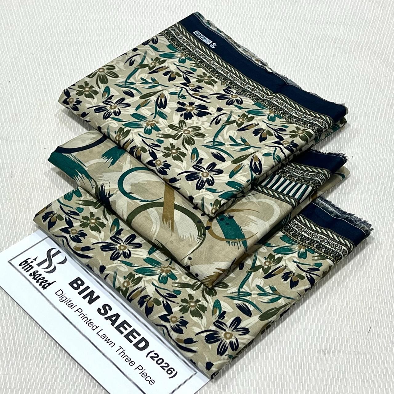 Bin Saeed Printed Lawn Unstitched 3 Piece Suit