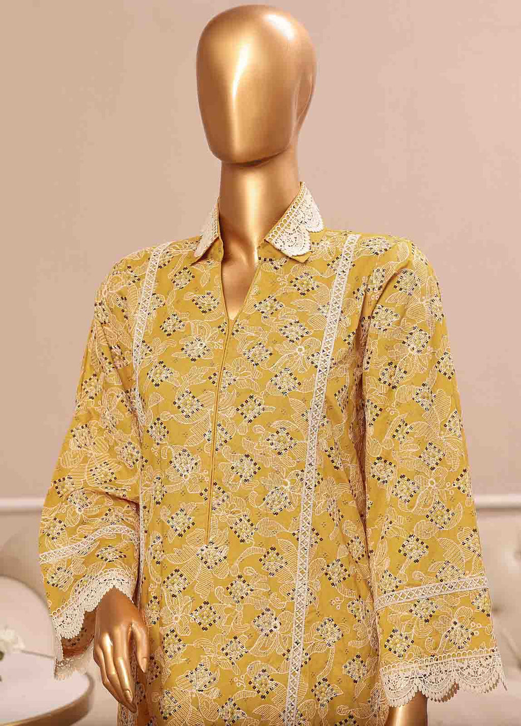 Bin Saeed Embroidered Lawn Stitched 3 Piece Suit