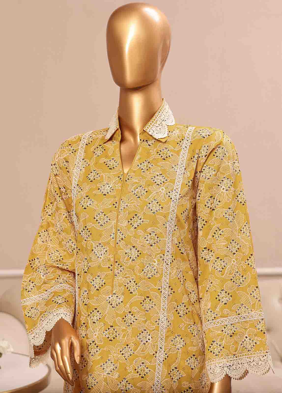 Bin Saeed Embroidered Lawn Stitched 3 Piece Suit