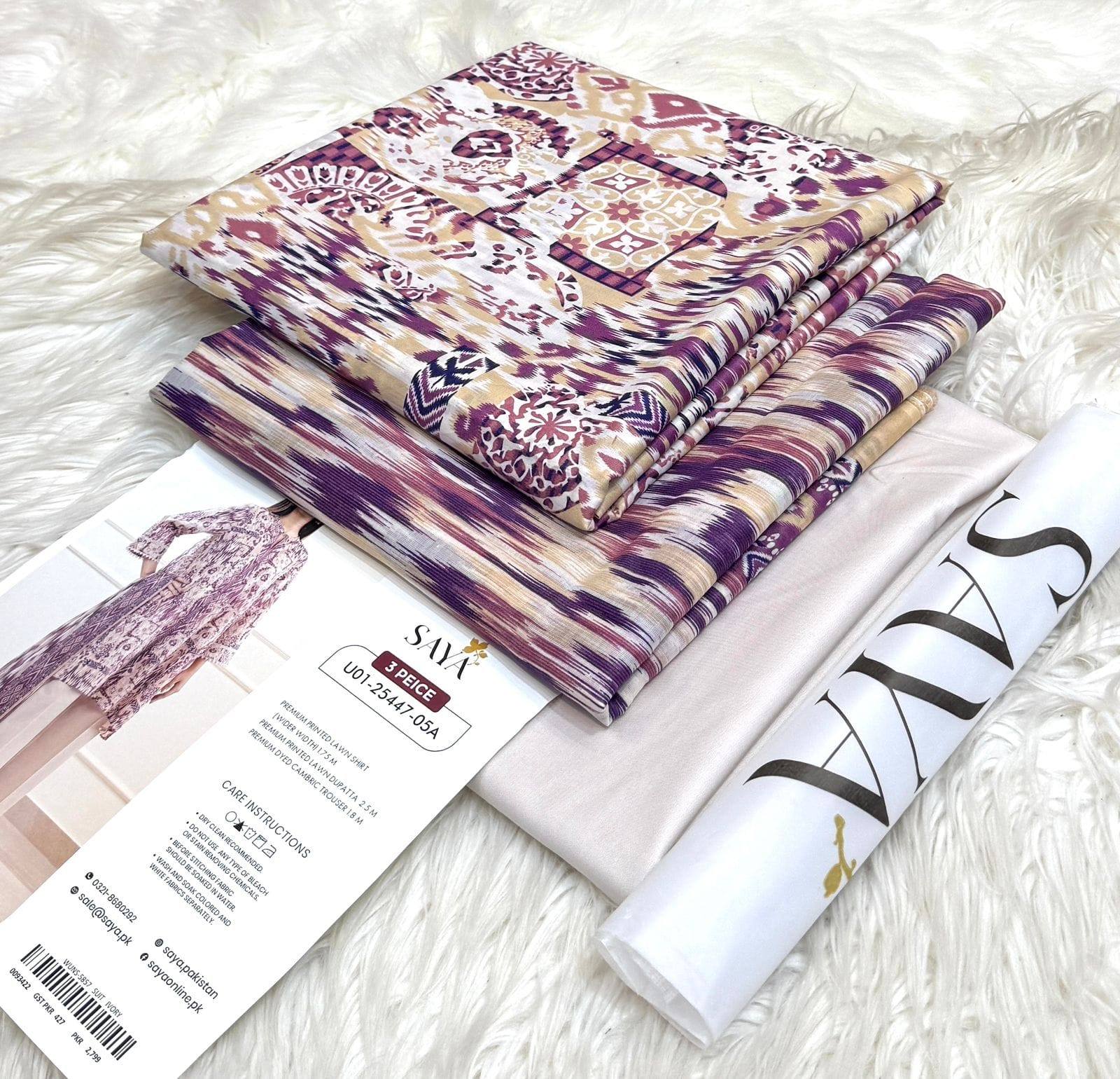 Saya Unstitched Printed Lawn 3 Piece