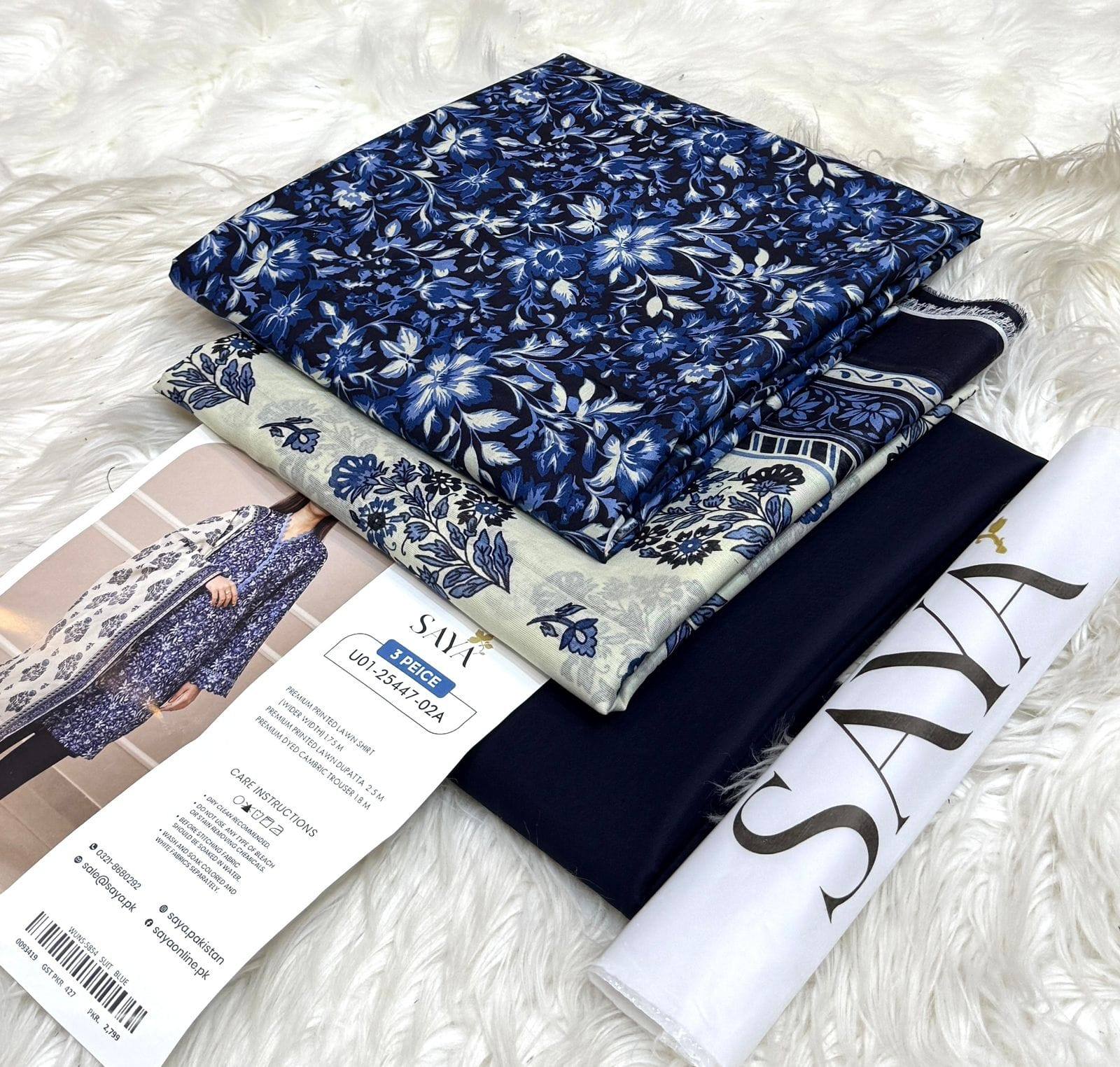 Saya Unstitched Printed Lawn 3 Piece