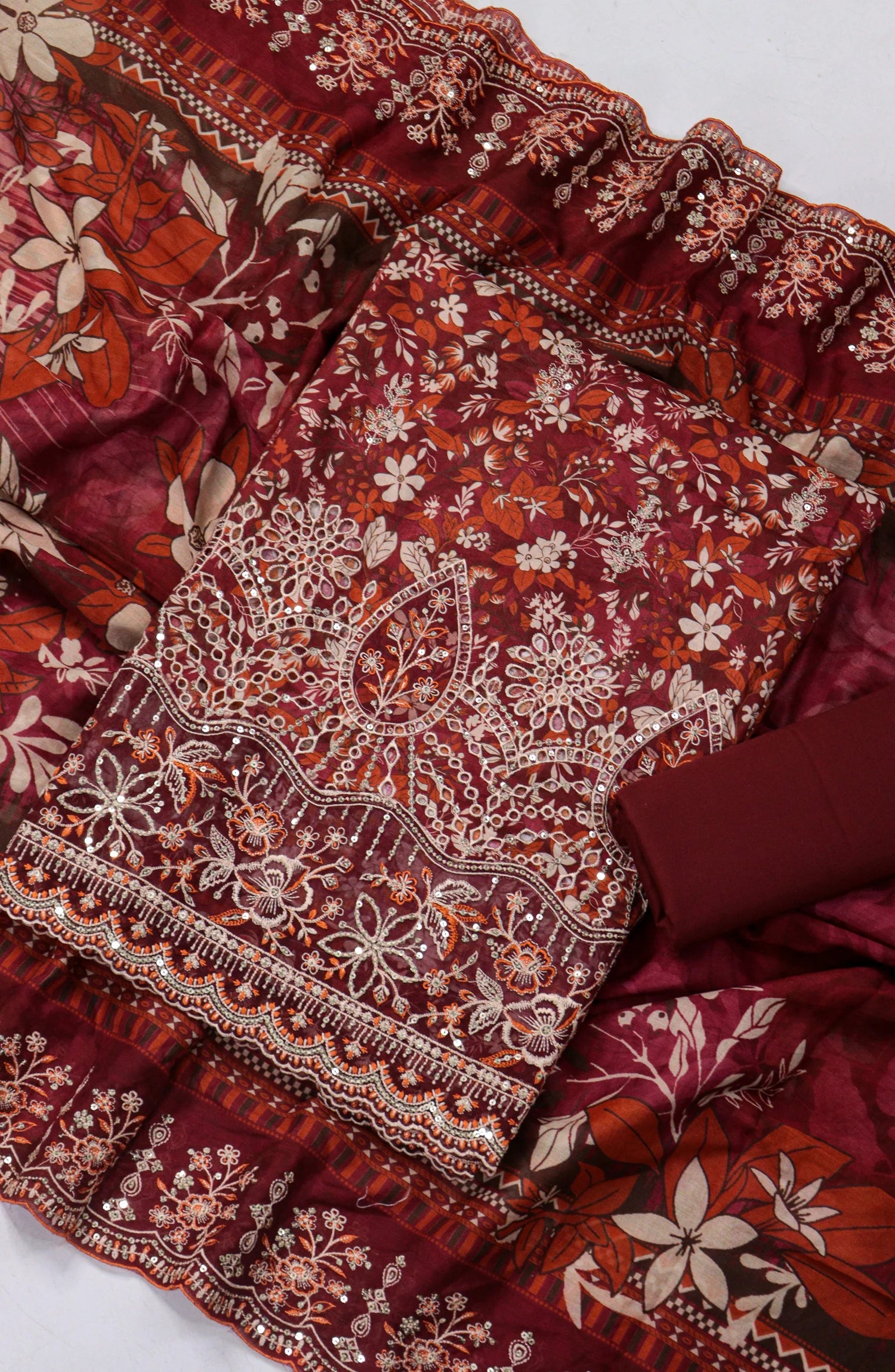 Bin Saeed Embroidered Lawn Unstitched 3 Piece Suit